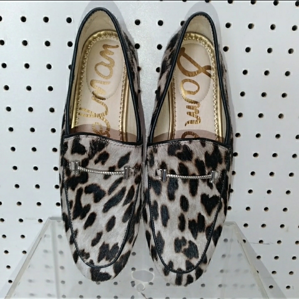 Sam Belderman| Leaperd Calf Hair Shoes| Women Flat Cushioned Horsebit Signature